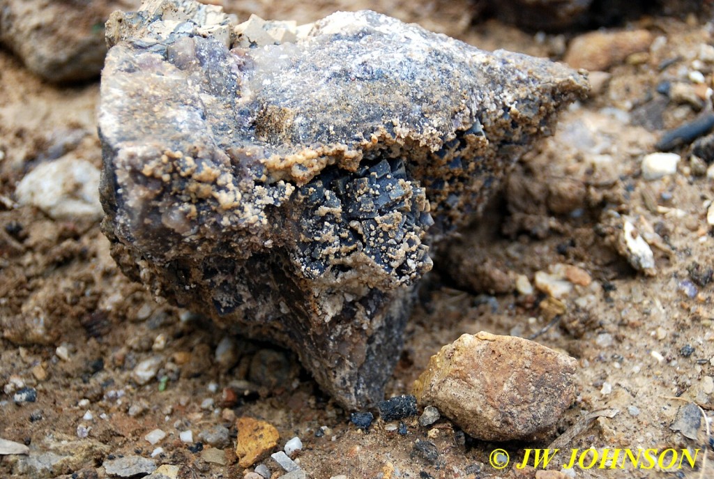 Chunk with Calcite Druse and Cubes