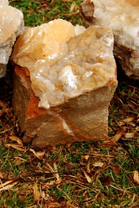 Large Yellow Poker Chip on Gray Druse