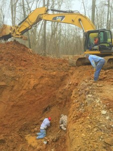 David Looks Down As James & Chuck Dig in Trench