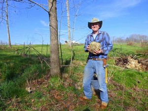 Kaleidoscope Farm Mark Finds Large Geode - Mark Pic